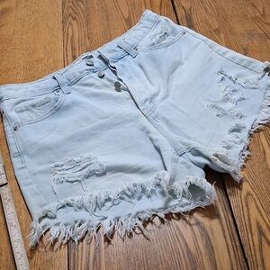 WILD FABLE Jeans Shorts Womens 8 ?? BLUE Button Fly Highest Rise  Used FRAY